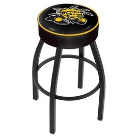 L8B1 - 4 Wichita State Cushion Seat with Black Wrinkle Base Swivel Bar Stool by Holland Bar Stool Company