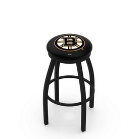 L8B2B - Black Wrinkle Boston Bruins Swivel Bar Stool with Accent Ring by Holland Bar Stool Company