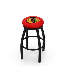 L8B2B - Black Wrinkle Chicago Blackhawks Swivel Bar Stool with Accent Ring by Holland Bar Stool Company