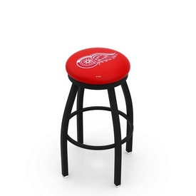 L8B2B - Black Wrinkle Detroit Red Wings Swivel Bar Stool with Accent Ring by Holland Bar Stool Company