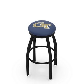 L8B2B - Black Wrinkle Georgia Tech Swivel Bar Stool with Accent Ring by Holland Bar Stool Company
