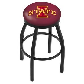 L8B2B - Black Wrinkle Iowa State Swivel Bar Stool with Accent Ring by Holland Bar Stool Company
