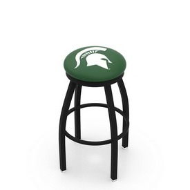 L8B2B - Black Wrinkle Michigan State Swivel Bar Stool with Accent Ring by Holland Bar Stool Company