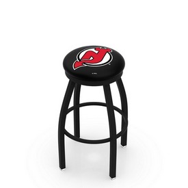 L8B2B - Black Wrinkle New Jersey Devils Swivel Bar Stool with Accent Ring by Holland Bar Stool Company