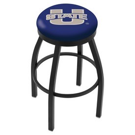 L8B2B - Black Wrinkle Utah State Swivel Bar Stool with Accent Ring by Holland Bar Stool Company
