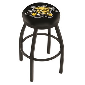 L8B2B - Black Wrinkle Wichita State Swivel Bar Stool with Accent Ring by Holland Bar Stool Company