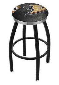 L8B2C Anaheim Ducks Swivel Stool with a Black Wrinkle and Chrome Finish