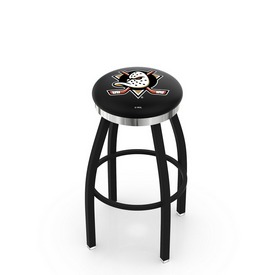 L8B2C - Black Wrinkle Anaheim Ducks Swivel Bar Stool with Chrome Accent Ring by Holland Bar Stool Company