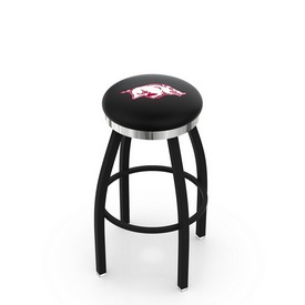 L8B2C - Black Wrinkle Arkansas Swivel Bar Stool with Chrome Accent Ring by Holland Bar Stool Company, L8B2CArknUn L8B2C - Black Wrinkle Arkansas Swivel Bar Stool with Chrome Accent Ring by Holland Bar Stool Company, L8B2CArknUn