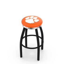 L8B2C - Black Wrinkle Clemson Swivel Bar Stool with Chrome Accent Ring by Holland Bar Stool Company, L8B2CClmson L8B2C - Black Wrinkle Clemson Swivel Bar Stool with Chrome Accent Ring by Holland Bar Stool Company, L8B2CClmson