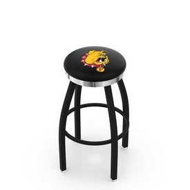 L8B2C - Black Wrinkle Ferris State Swivel Bar Stool with Chrome Accent Ring by Holland Bar Stool Company
