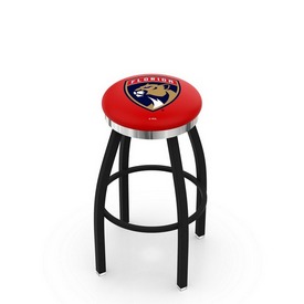 L8B2C - Black Wrinkle Florida Panthers Swivel Bar Stool with Chrome Accent Ring by Holland Bar Stool Company