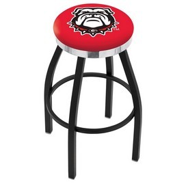 L8B2C - Black Wrinkle Georgia Bulldog Swivel Bar Stool with Chrome Accent Ring by Holland Bar Stool Company