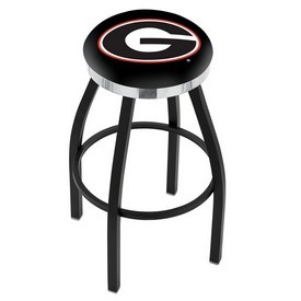 L8B2C - Black Wrinkle Georgia G Swivel Bar Stool with Chrome Accent Ring by Holland Bar Stool Company