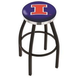 L8B2C - Black Wrinkle Illinois Swivel Bar Stool with Chrome Accent Ring by Holland Bar Stool Company