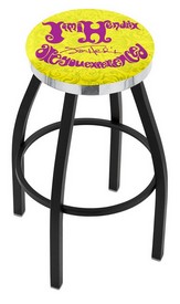 L8B2C Jimi Hendrix - AYE (Yellow) 25" Swivel Counter Stool with a Black Wrinkle and Chrome Finish, L8B2C25JimiH05