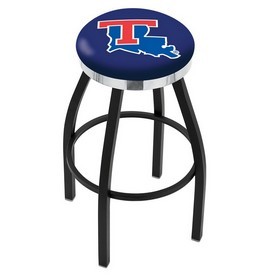 L8B2C - Black Wrinkle Louisiana Tech Swivel Bar Stool with Chrome Accent Ring by Holland Bar Stool Company