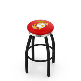 L8B2C Marine Corps (Red/Yellow) Swivel Stool with a Black Wrinkle and Chrome Finish by Holland Bar Stool Company, AGS-L8B2C25MarineRY