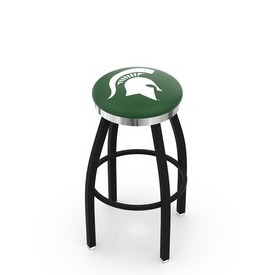 L8B2C - Black Wrinkle Michigan State Swivel Bar Stool with Chrome Accent Ring by Holland Bar Stool Company