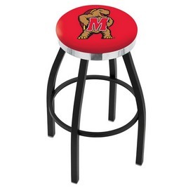 L8B2C - Black Wrinkle Maryland Swivel Bar Stool with Chrome Accent Ring by Holland Bar Stool Company