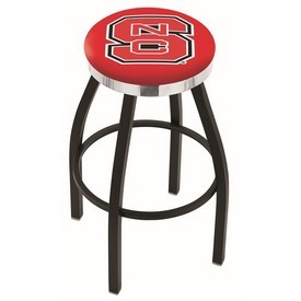 L8B2C - Black Wrinkle North Carolina State Swivel Bar Stool with Chrome Accent Ring by Holland Bar Stool Company