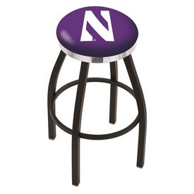 L8B2C - Black Wrinkle Northwestern Swivel Bar Stool with Chrome Accent Ring by Holland Bar Stool Company
