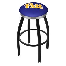 L8B2C - Black Wrinkle Pitt Swivel Bar Stool with Chrome Accent Ring by Holland Bar Stool Company