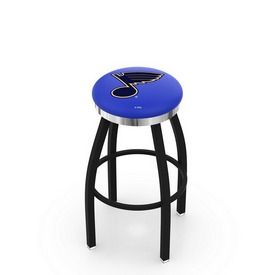 L8B2C - Black Wrinkle St Louis Blues Swivel Bar Stool with Chrome Accent Ring by Holland Bar Stool Company