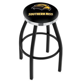 L8B2C - Black Wrinkle Southern Miss Swivel Bar Stool with Chrome Accent Ring by Holland Bar Stool Company