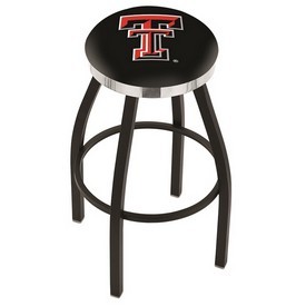 L8B2C - Black Wrinkle Texas Tech Swivel Bar Stool with Chrome Accent Ring by Holland Bar Stool Company
