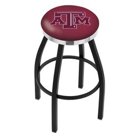 L8B2C - Black Wrinkle Texas A&M Swivel Bar Stool with Chrome Accent Ring by Holland Bar Stool Company