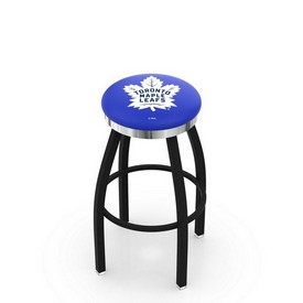 L8B2C - Black Wrinkle Toronto Maple Leafs Swivel Bar Stool with Chrome Accent Ring by Holland Bar Stool Company