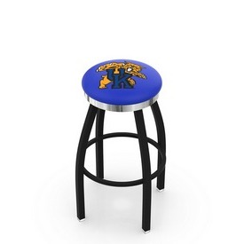 L8B2C - Black Wrinkle Kentucky Wildcat Swivel Bar Stool with Chrome Accent Ring by Holland Bar Stool Company