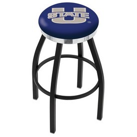 L8B2C - Black Wrinkle Utah State Swivel Bar Stool with Chrome Accent Ring by Holland Bar Stool Company