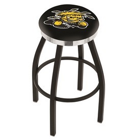 L8B2C - Black Wrinkle Wichita State Swivel Bar Stool with Chrome Accent Ring by Holland Bar Stool Company