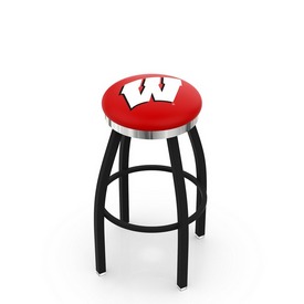 L8B2C - Black Wrinkle Wisconsin W Swivel Bar Stool with Chrome Accent Ring by Holland Bar Stool Company