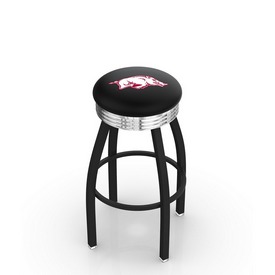 L8B3C - Black Wrinkle Arkansas Swivel Bar Stool with Chrome 2.5" Ribbed Accent Ring by Holland Bar Stool Company, L8B3CArknUn L8B3C - Black Wrinkle Arkansas Swivel Bar Stool with Chrome 2.5" Ribbed Accent Ring by Holland Bar Stool Company, L8B3CArknUn