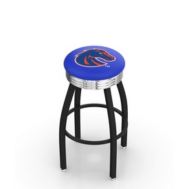 L8B3C - Black Wrinkle Boise State Swivel Bar Stool with Chrome 2.5" Ribbed Accent Ring by Holland Bar Stool Company, L8B3CBoiseS L8B3C - Black Wrinkle Boise State Swivel Bar Stool with Chrome 2.5" Ribbed Accent Ring by Holland Bar Stool Company, L8B3CBoiseS