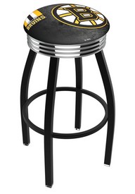 L8B3C Boston Bruins Swivel Stool with a Black Wrinkle and Chrome Finish