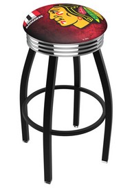 L8B3C Chicago Blackhawks Swivel Stool with a Black Wrinkle and Chrome Finish