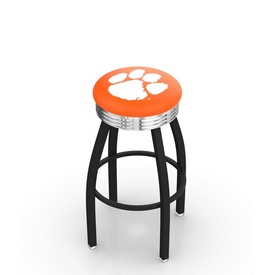 L8B3C - Black Wrinkle Clemson Swivel Bar Stool with Chrome 2.5" Ribbed Accent Ring by Holland Bar Stool Company, L8B3CClmson L8B3C - Black Wrinkle Clemson Swivel Bar Stool with Chrome 2.5" Ribbed Accent Ring by Holland Bar Stool Company, L8B3CClmson
