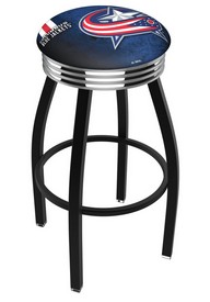 L8B3C Columbus Blue Jackets Swivel Stool with a Black Wrinkle and Chrome Finish