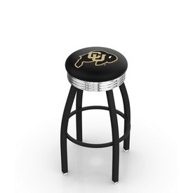 L8B3C - Black Wrinkle Colorado Swivel Bar Stool with Chrome 2.5 Ribbed Accent Ring by Holland Bar Stool Company