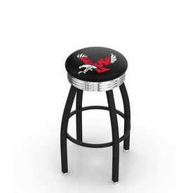 L8B3C - Black Wrinkle Eastern Washington Swivel Bar Stool with Chrome 2.5 Ribbed Accent Ring by Holland Bar Stool Company