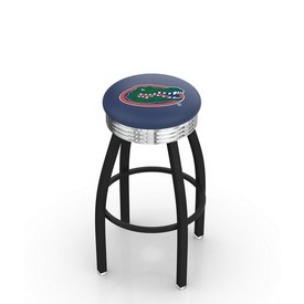 L8B3C - Black Wrinkle Florida Swivel Bar Stool with Chrome 2.5 Ribbed Accent Ring by Holland Bar Stool Company