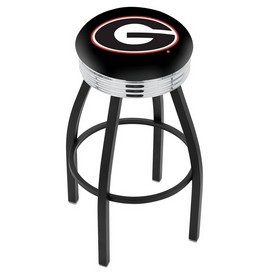 L8B3C - Black Wrinkle Georgia G Swivel Bar Stool with Chrome 2.5 Ribbed Accent Ring by Holland Bar Stool Company