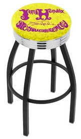 L8B3C Jimi Hendrix - AYE (Yellow) 30" Swivel Bar Stool with a Black Wrinkle and Chrome Finish, L8B3C30JimiH05