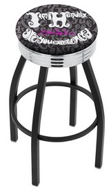 L8B3C Jimi Hendrix - AYE (Jumble) 25" Swivel Counter Stool with a Black Wrinkle and Chrome Finish, L8B3C25JimiH14