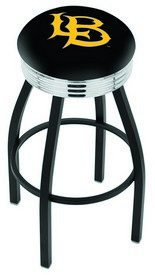 L8B3C Long Beach State University Swivel Stool with a Black Wrinkle and Chrome Finish