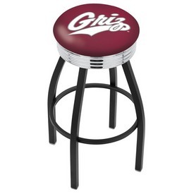 L8B3C - Black Wrinkle Montana Swivel Bar Stool with Chrome 2.5 Ribbed Accent Ring by Holland Bar Stool Company